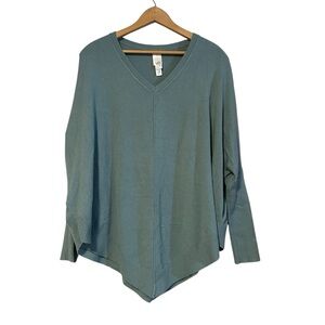 MarlaWynne Wynne Layers V Neck Tunic Top Size Medium Teal Women’s